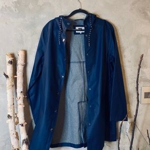 Laundry hooded raincoat blue nylon women's coat